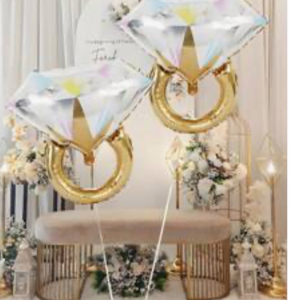 Gold and Silver Diamond Ring Balloons